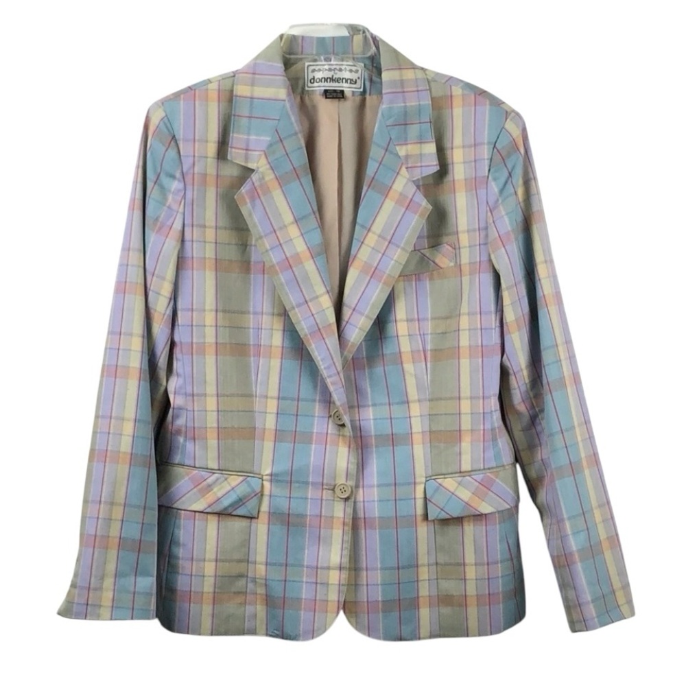 Vintage Donnkenny pastel plaid fully lined blazer - Picture 1 of 8
